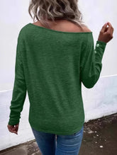 Women off-shoulder long-sleeved T-shirt